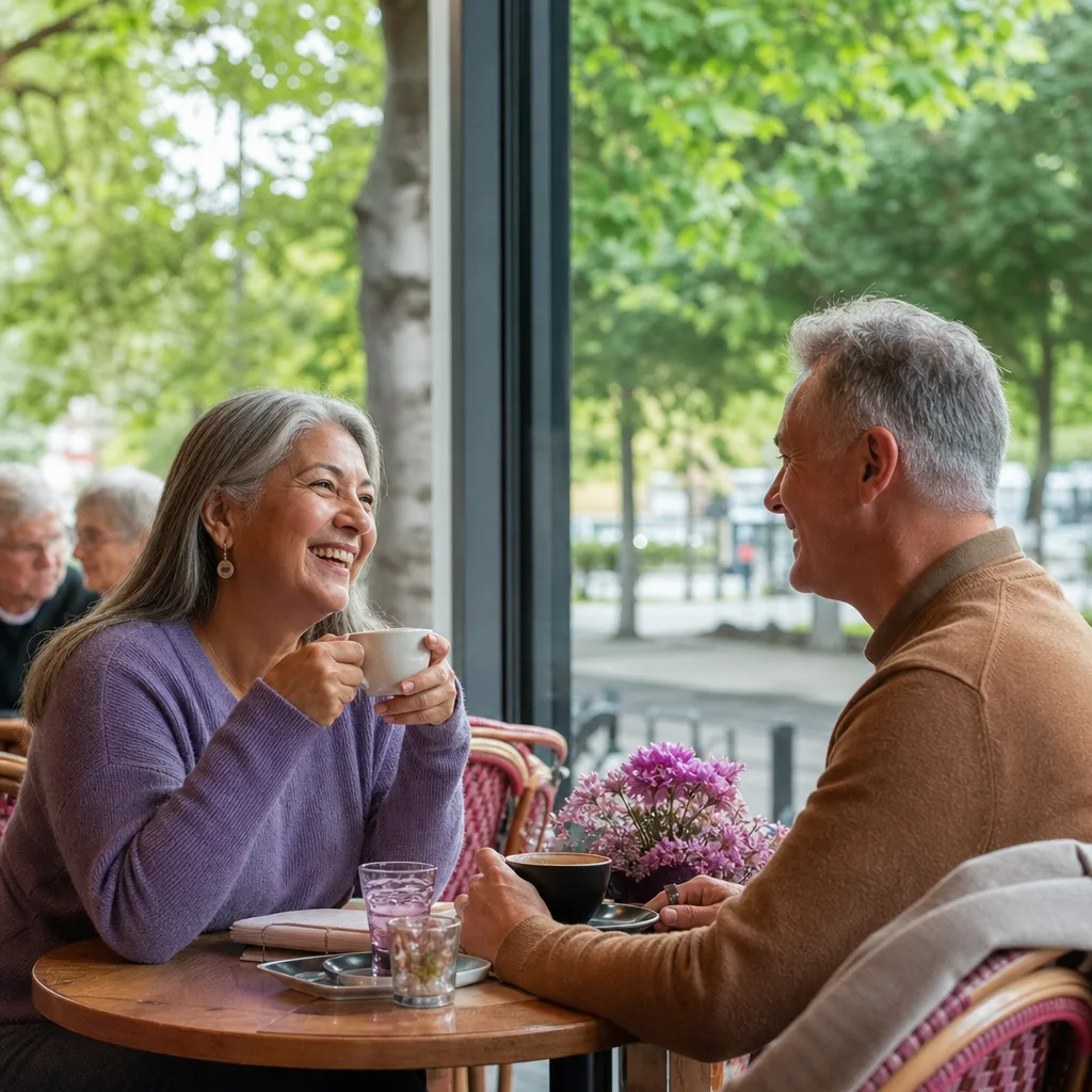 Woman over 50 writing an honest dating profile at home