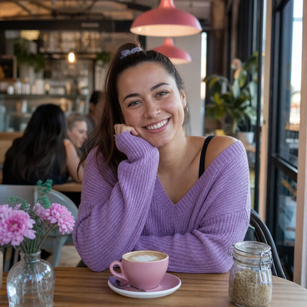 Two people talking over coffee at an outdoor Hampshire café